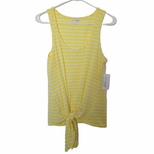Maison Jules Striped Yellow Knot Tank Blouse Large